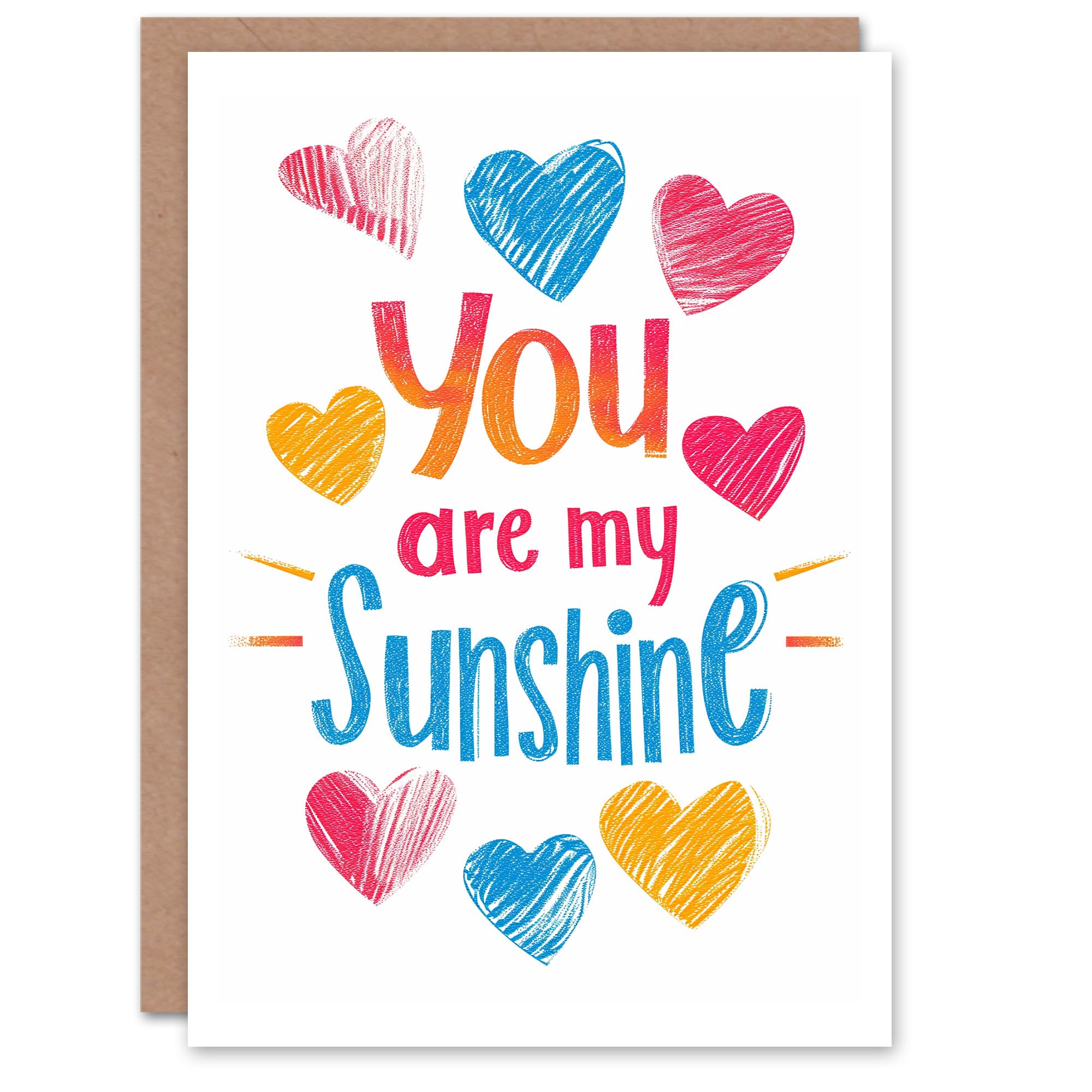 Artery8 Valentines Day Greeting Card You Are My Sunshine Sketch Hearts For Her Wife Partner