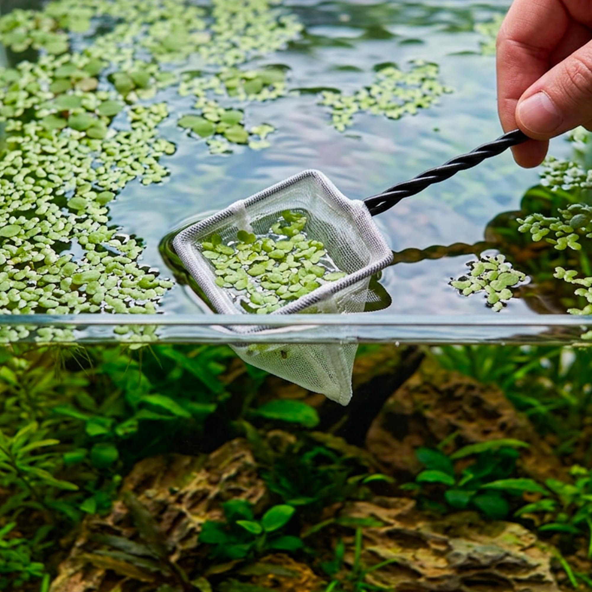 Red Amtra para Peces Pequeños o Alevines, Red de Acuario de Nylon de Malla Fina, Mango Reforzado, Durable, 8 x 5 cm
