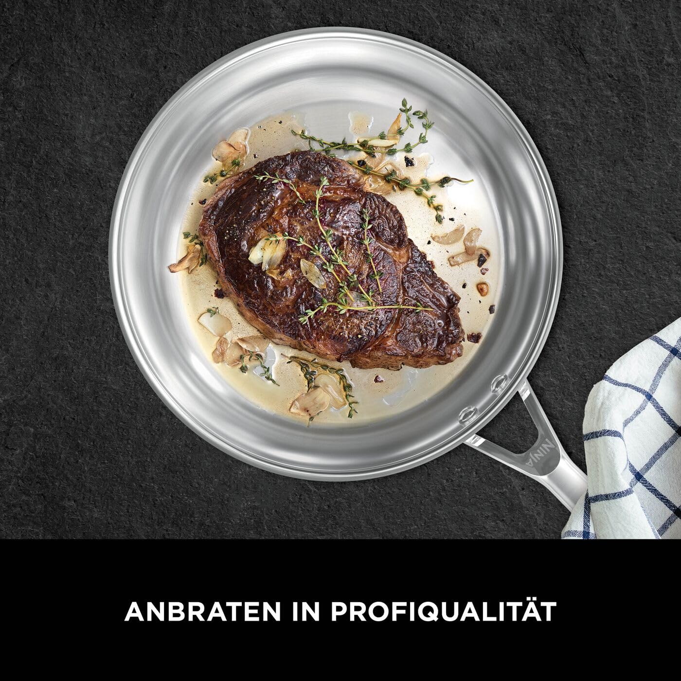 Ninja EverClad Edelstahl-Kochtopf (18 cm) mit Deckel, geeignet für alle Herdarten, sogar Induktion, ofenfest bis 300 °C, durchgehender Induktionsboden, C90218EUI