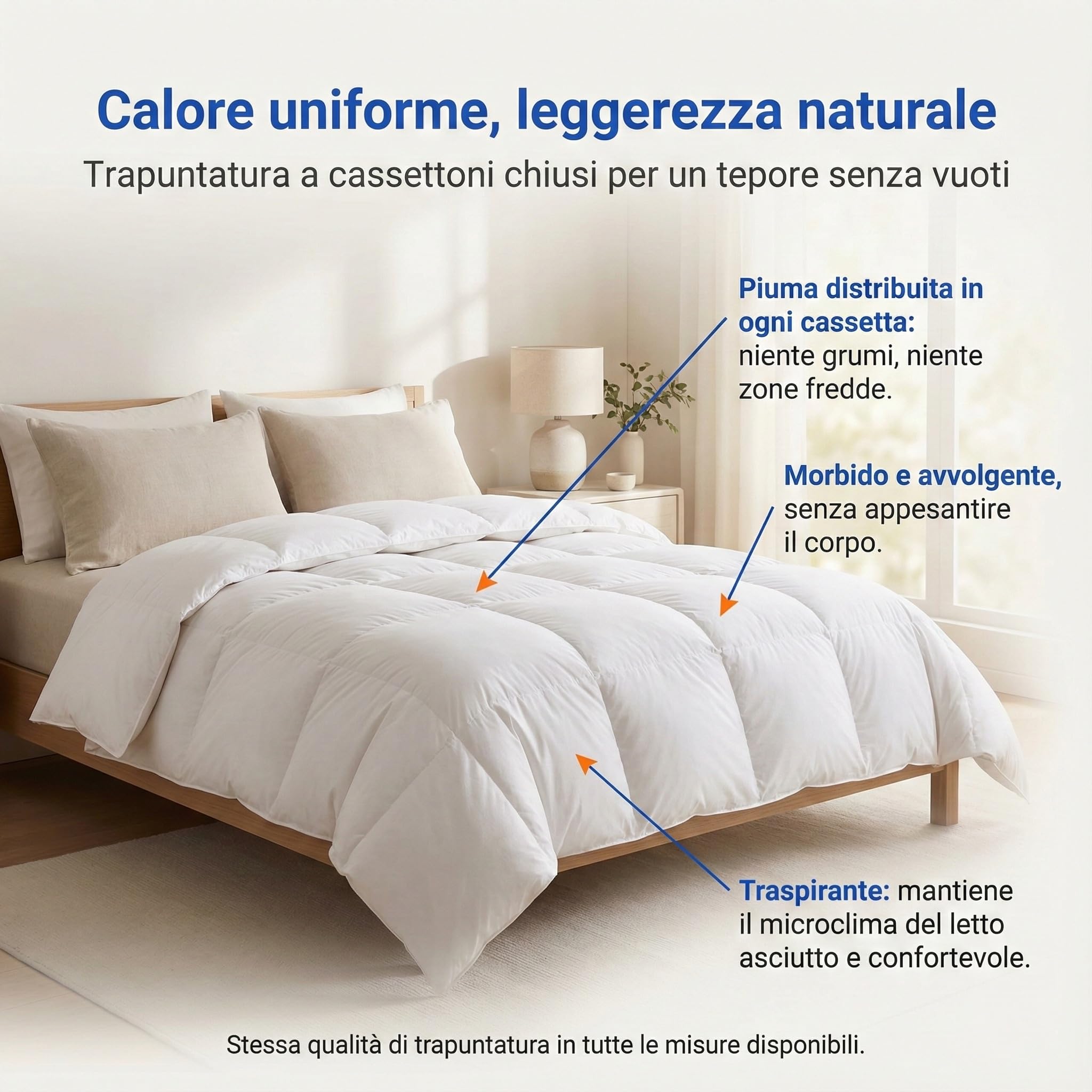 Piumino d’Oca Trentino 4 Stagioni, 2 Piumini Separabili, Soffice, Versatile, 50% Piumino e 50% Piuma d’Oca, Certificato OEKO-TEX - Letto Singolo - 1 Piazza - Cm. 155X200