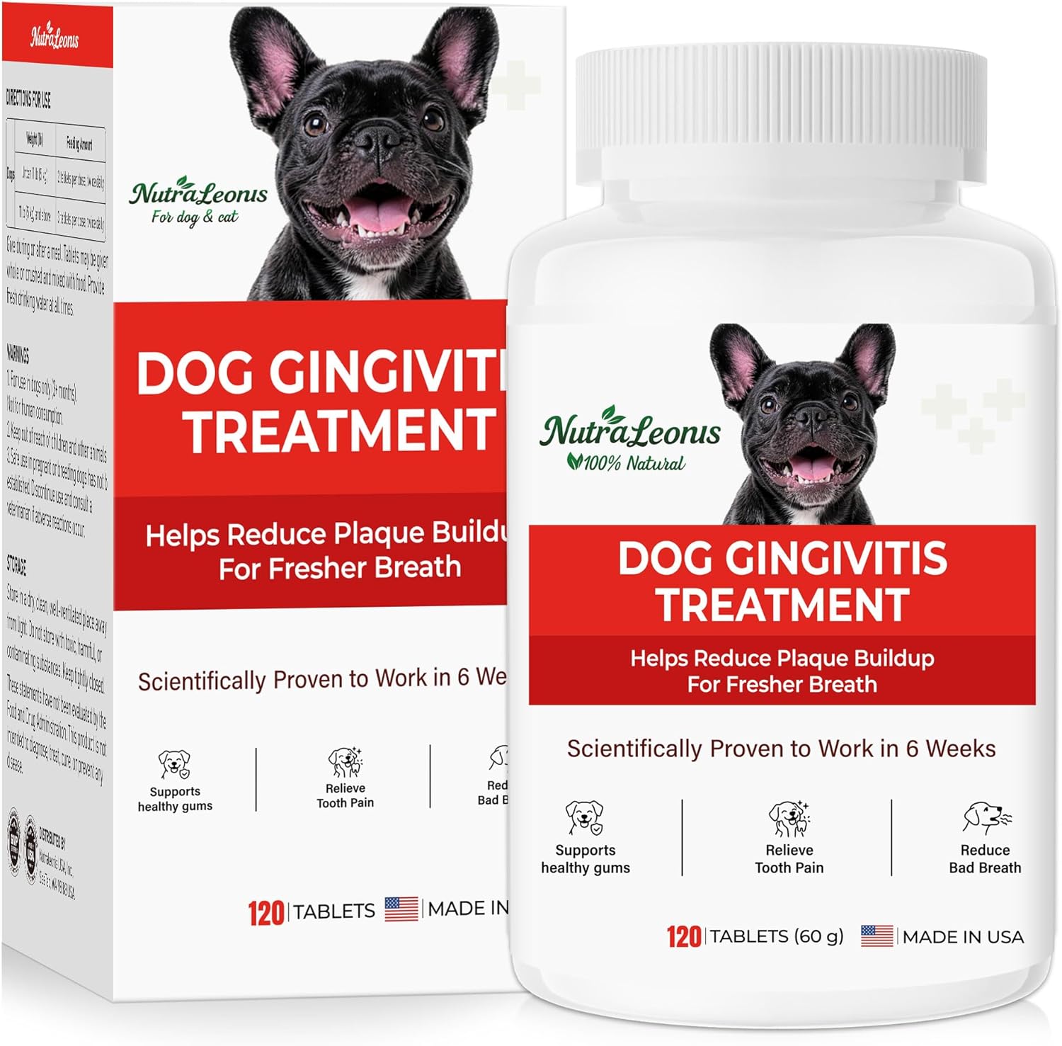 Dog Dental Care – Relieves Gingivitis – Inhibits Plaque and Tartar Buildup, Protects Gum Health, and Relieves Bad Breath and Bleeding Gums, Natural Plant Extracts, 120 Easy-to-Swallow Tablets