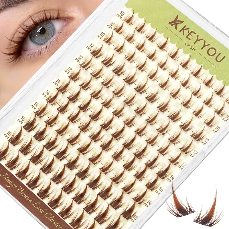 Cílios Postiços em Tufo KEYYOU Castanho C Curl Manga 10–16 mm