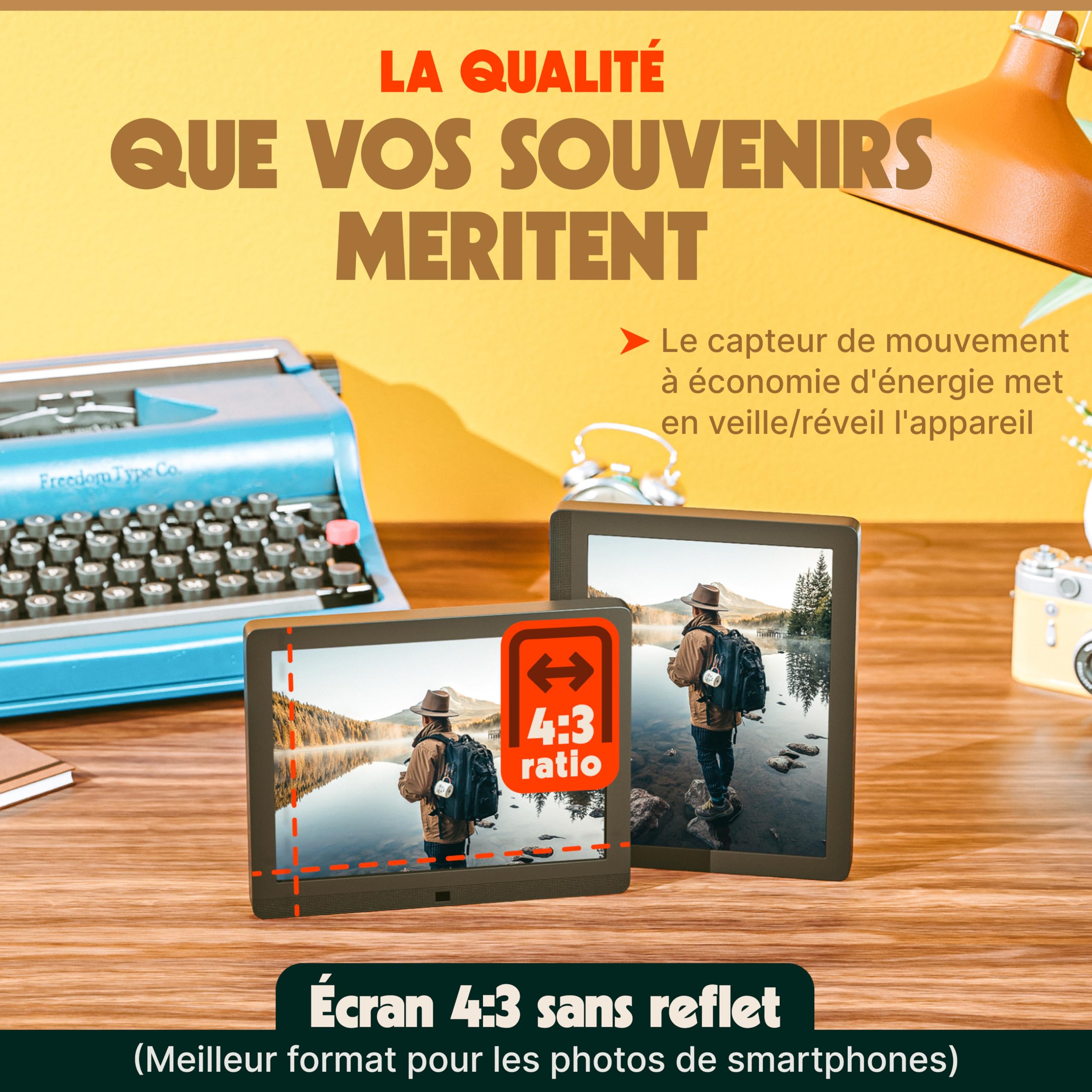 Pix Star Cadre Photo numérique WiFi 10 Pouces, partagez des vidéos et des Photos instantanément par e-Mail ou Application, détecteur de Mouvement, écran IPS, Configuration en Une Minute, très Cadeau