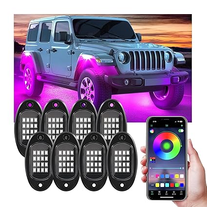 Rock Lights for Car, Multi Color RGB LED Rock Lights Kit