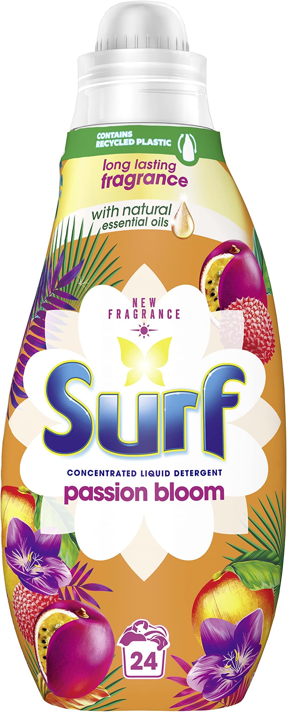 Passion Bloom infused with natural essential oils Concentrated Liquid Laundry Detergent leaves fabrics clean and fresh for longer 24 washes