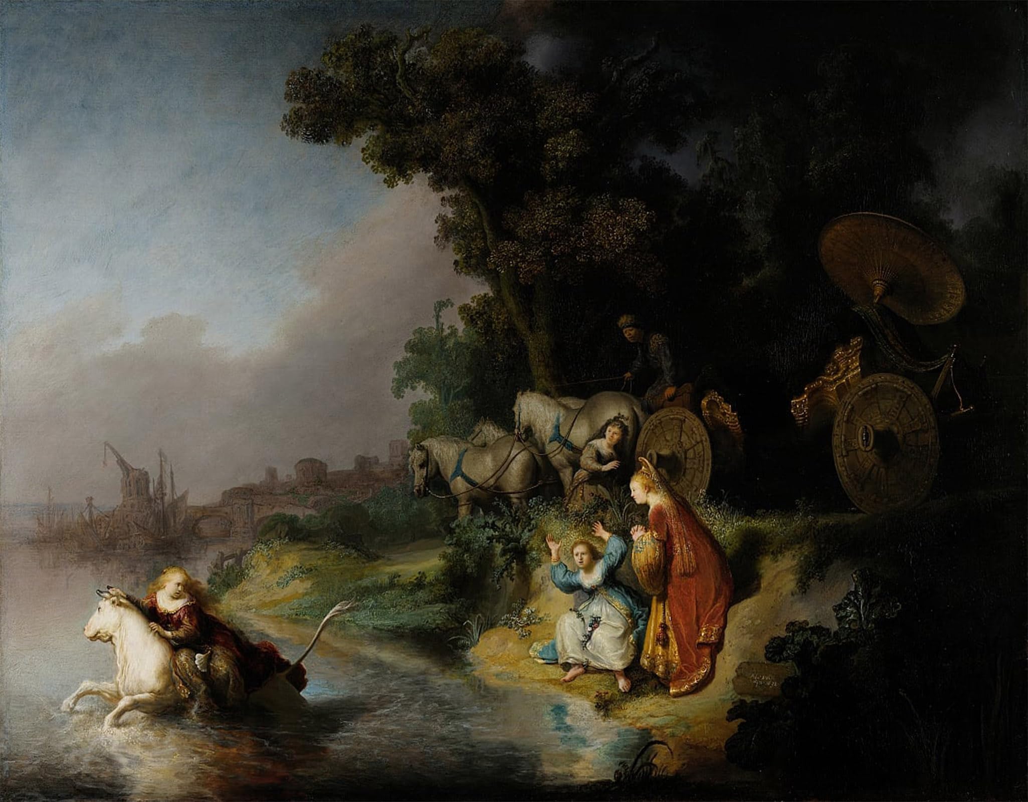 ARTXLXXBN Famous Painting Art Wall Decor Abstract Art Picture The abduction of europa by Rembrandt van Rijn Animal Pictures for Home Decor 60x90cm