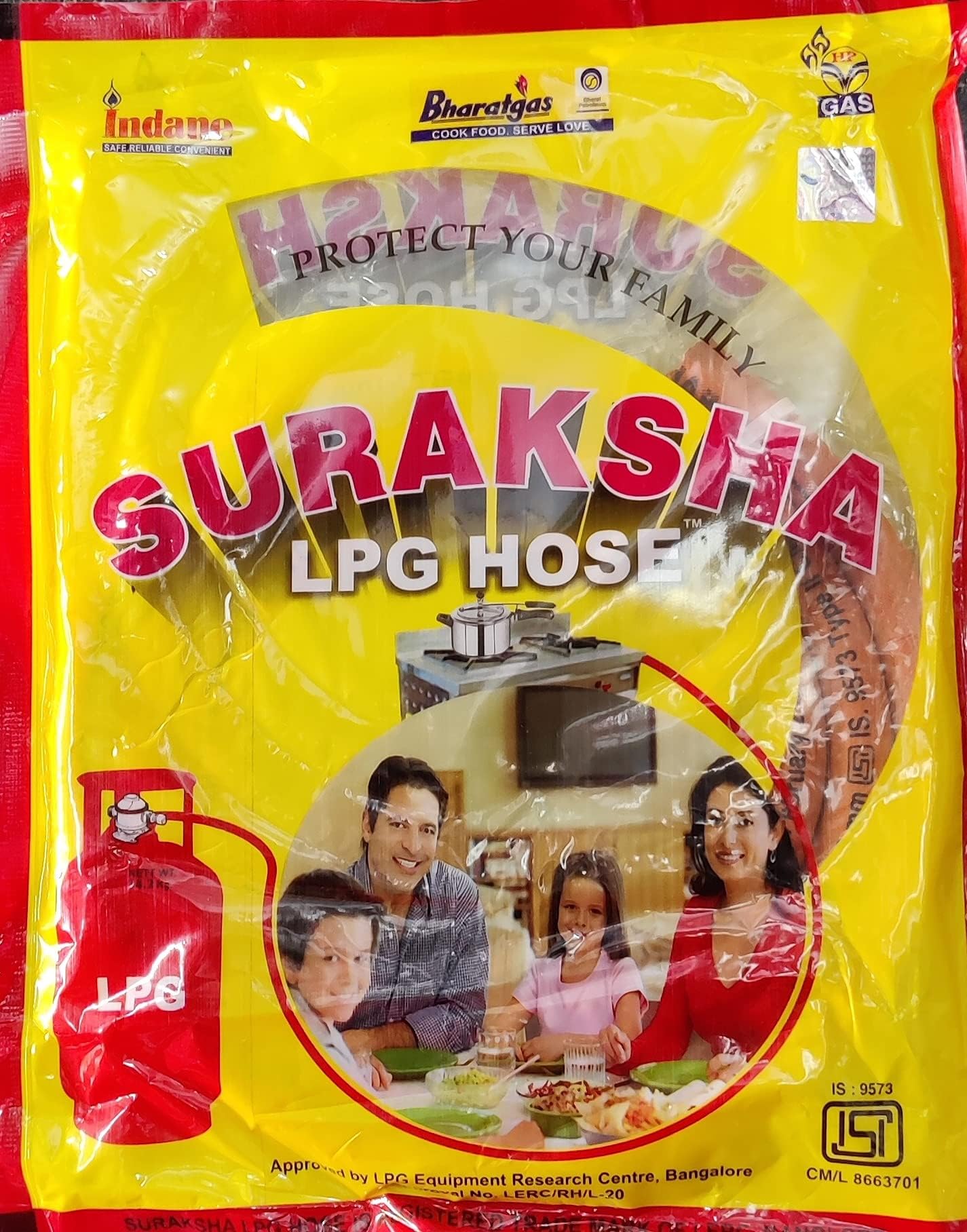 POOJA ECOMMERCE SURAKSHA Gas Pipe,Hose Pipe for Home Gas Stove USE with ISI Mark Size 1.5 MTRS Orange (1.5 mtrs)