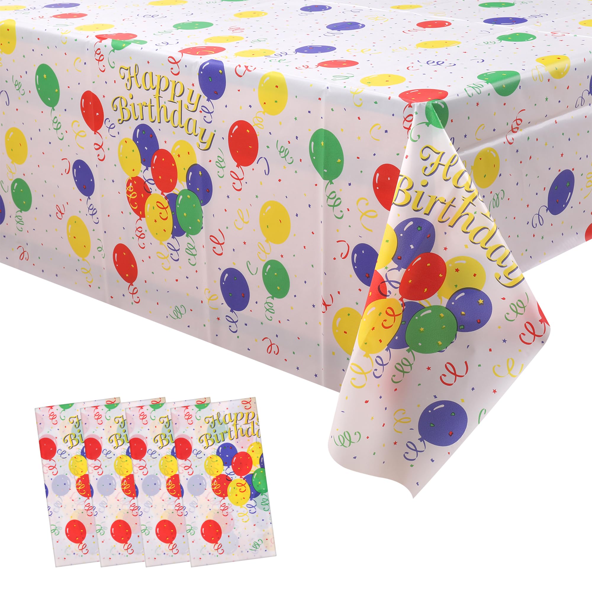 4 Pack Multicolour Polka Dot Tablecloth Disposable Plastic Table Cover Waterproof Wipe Clean 54" x 108" Rectangle Table Cloths for Baby Shower Wedding Birthday Christmas Party Home Table Decorations
