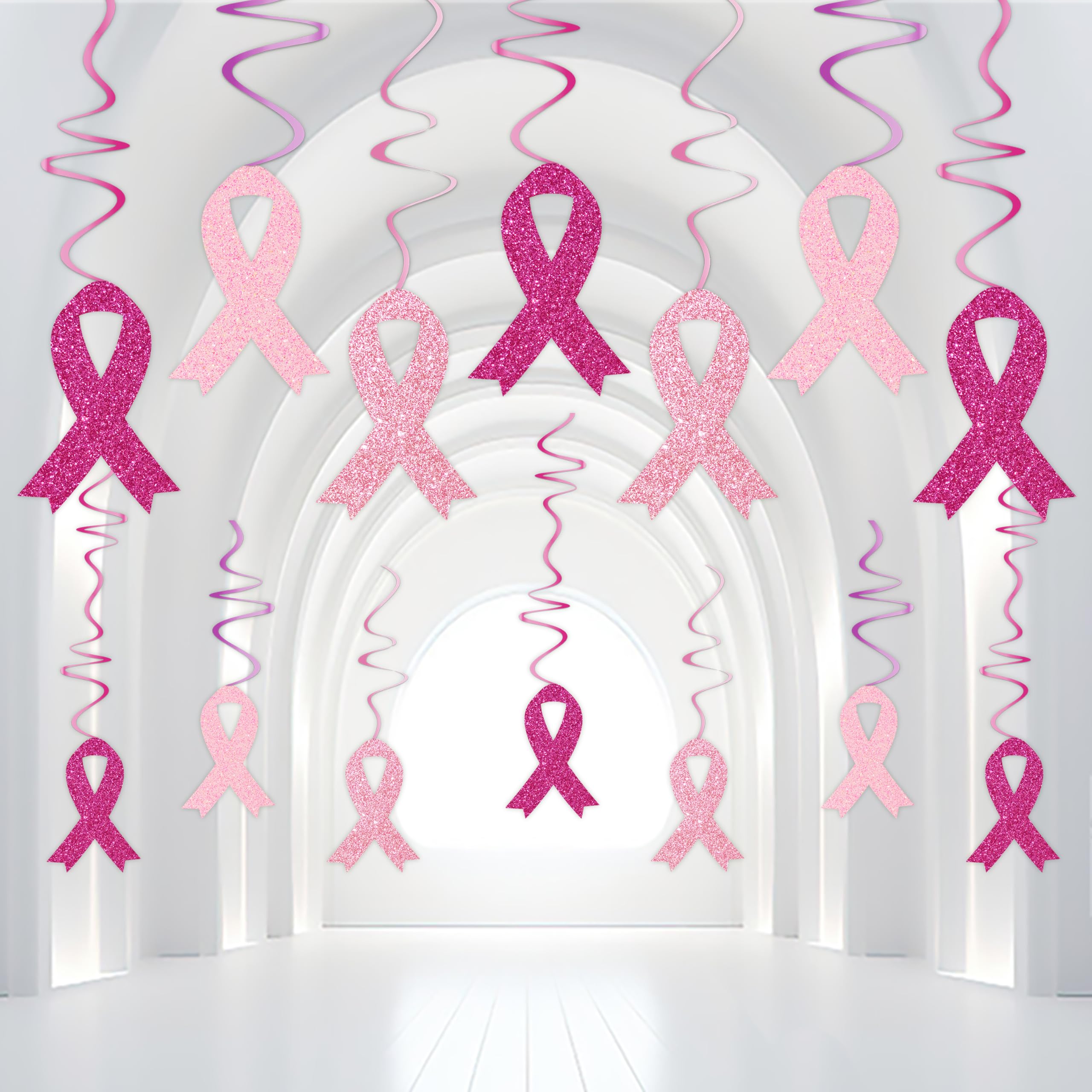 18 Pcs Breast Cancer Awareness Decoration Hanging Swirl 2026 Survivor Party