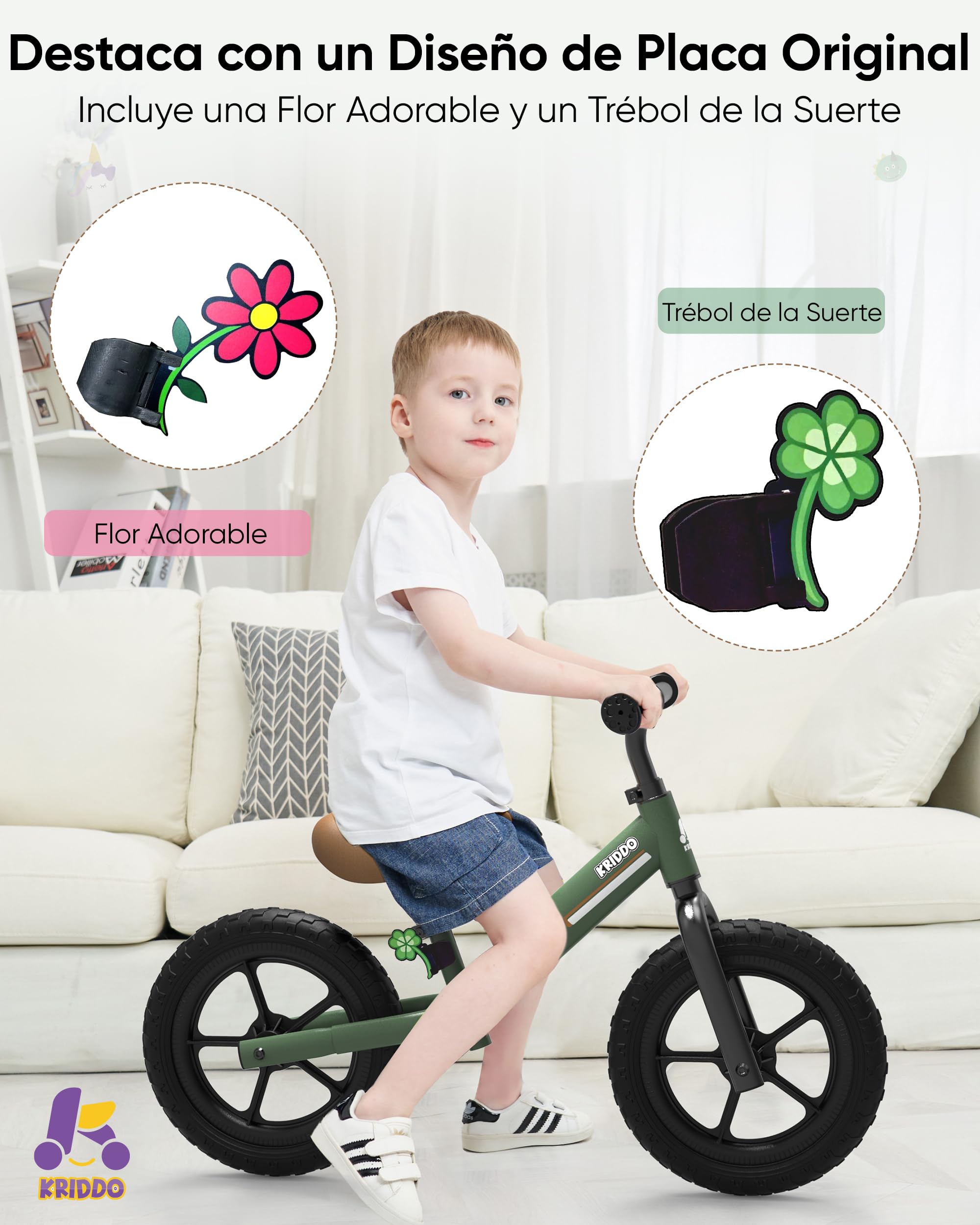KRIDDO Bici sin Pedales para Niños de 2 a 5 Años, Sillín Ajustable