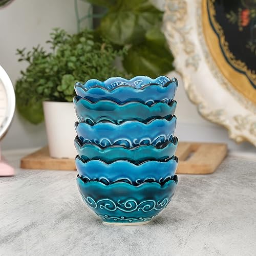 Miniatura 2 de BCS Juego de 6 cuencos de cerámica para pellizcar cuencos pequeños para sumergir cuencos de preparación y embutidos plato de salsa de soja platos