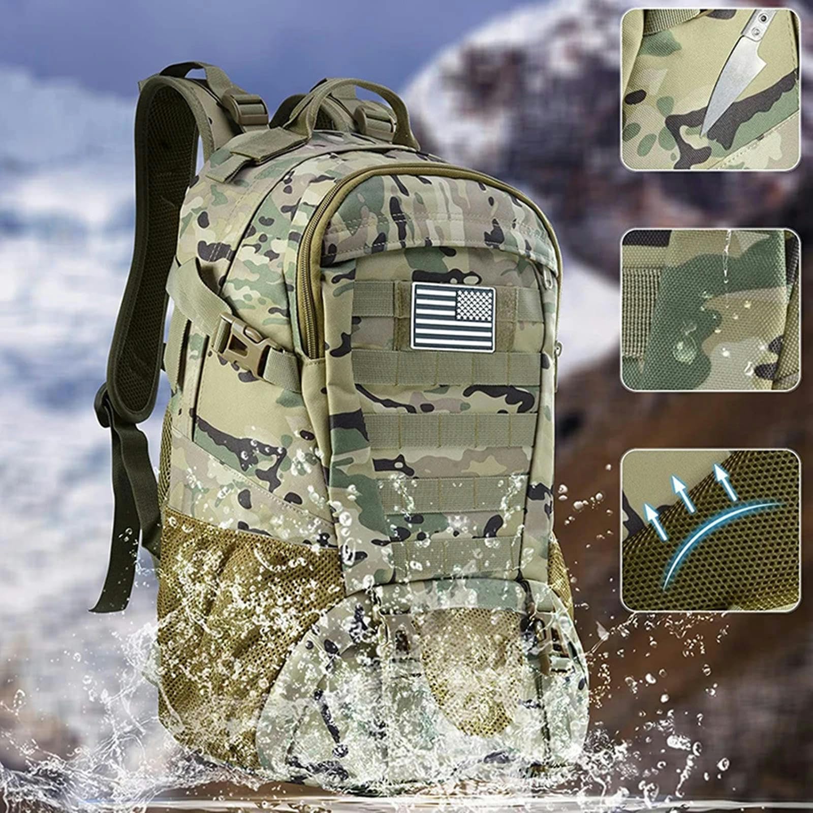 TEidea Zaino da Viaggio Borse per Escursioni E Pacchetti -35L di Zaini da Uomo Ideali per Sport, Campeggio, Escursioni, Trekking, Pesca
