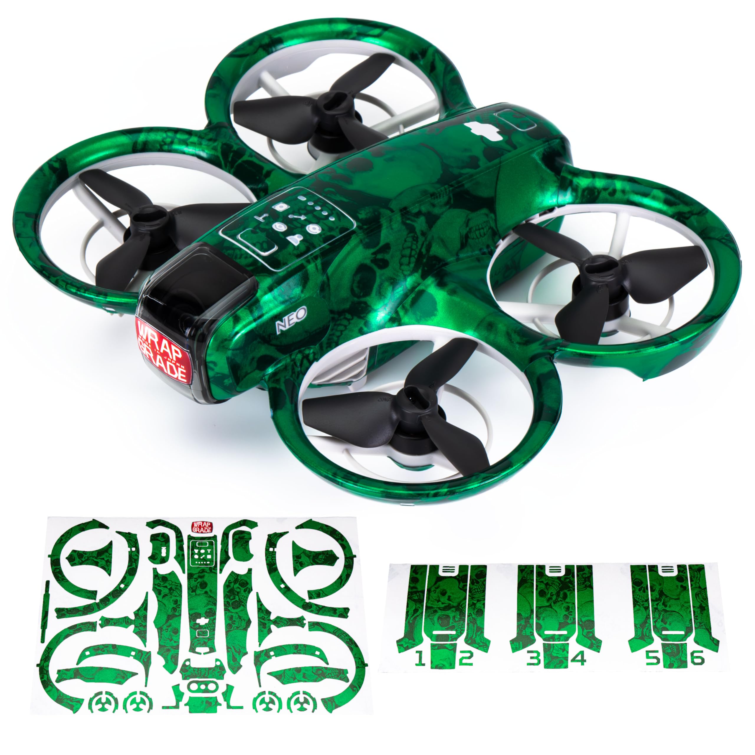 WRAPGRADE Skin Sticker Compatible with DJI NEO Full Wrap (Emerald Skull)