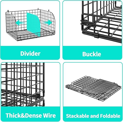 Miniatura 8 de HapiRm Organizador de armario colgante  4 estantes apilables de metal con divisores y ganchos en S, estantes plegables para ropa, pantalones,