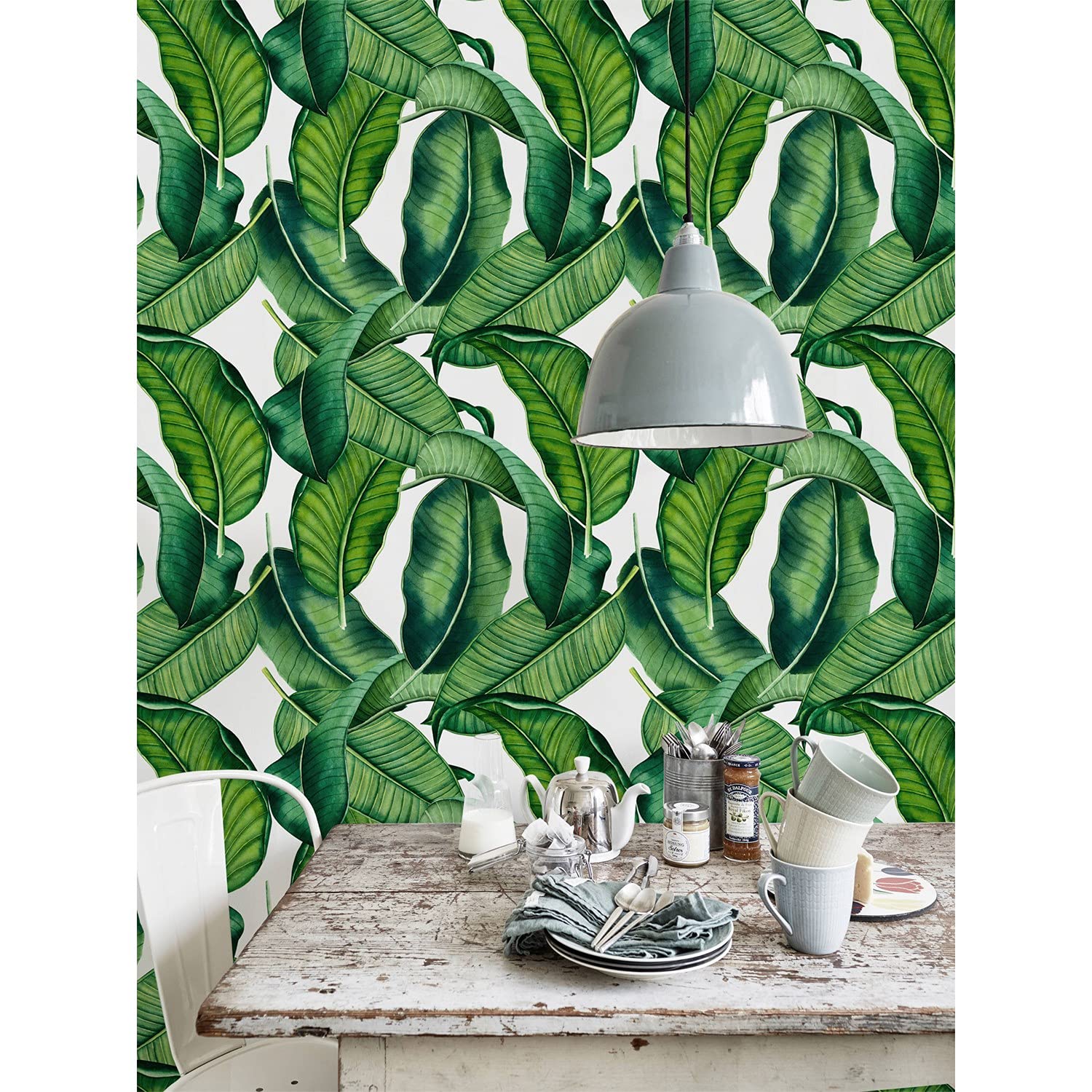 Stickers muraux feuilles de nature tropicale pour créer une ambiance jungle dans votre salon