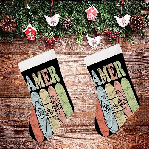 Miniatura 4 de aifaqukuanga Divertido juego gamer de medias de Navidad grandes para decoración de chimenea árbol colgante para niños decoración familiar decoración