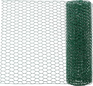 Green Floral Chicken Wire Mesh - 15.7 x 157 Inch Rustproof PVC Coated Hex Netting for Arrangements (0.6" Hex) Coated Netting Fence for Crafts Poultry, Garden