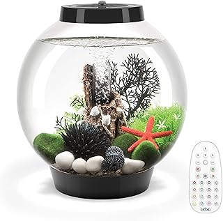 biOrb Classic 15 Acrylic 4-Gallon Aquarium with Multi-Color Remote-Controlled LED Lights Modern Compact Tank for Tabletop or Desktop Display, Black