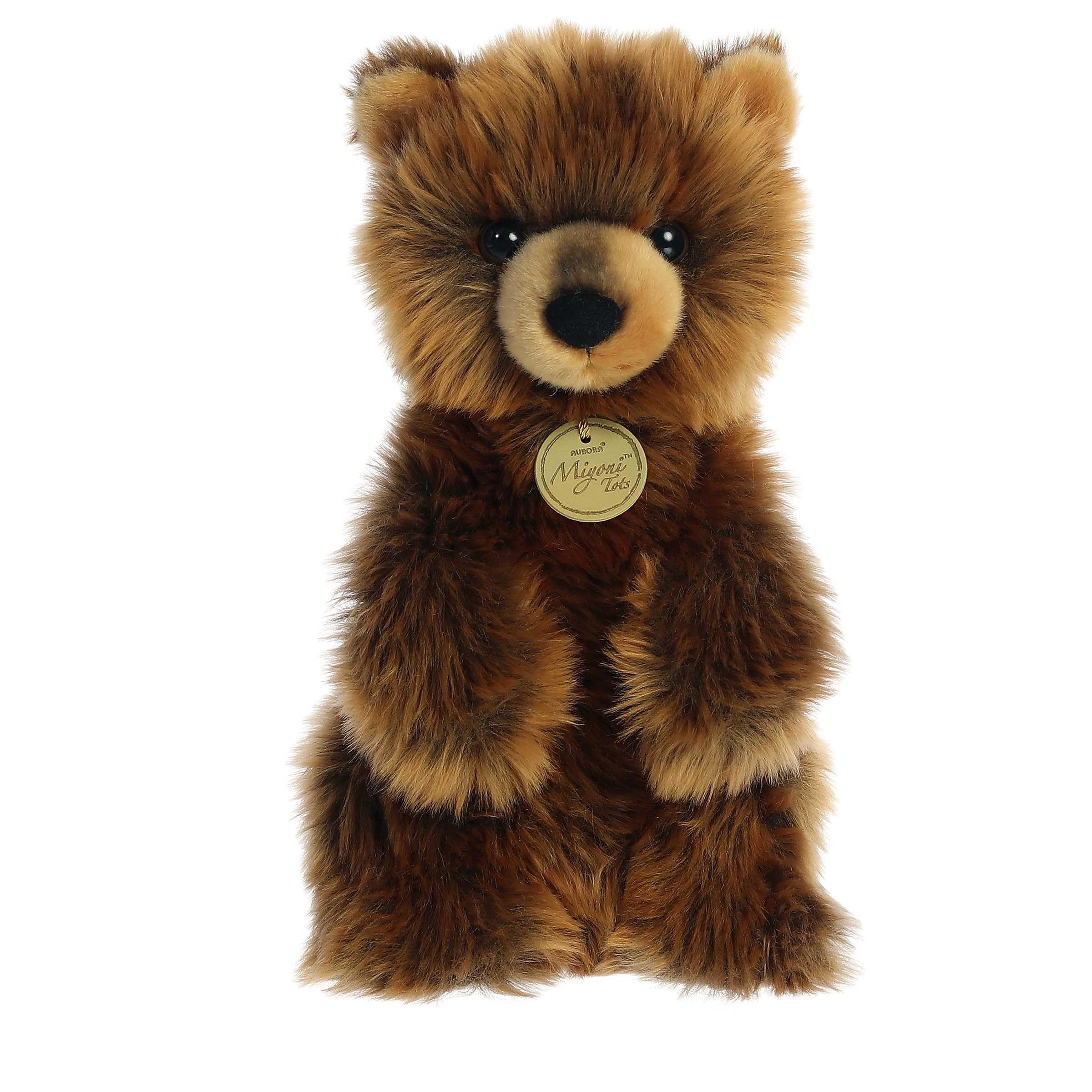 Aurora(r) Adorable Miyoni(r) Tots Sitting Pretty(tm) Grizzly Bear Cub Stuffed Animal - Lifelike Detail - Cherished Companionship - Brown 10 Inches