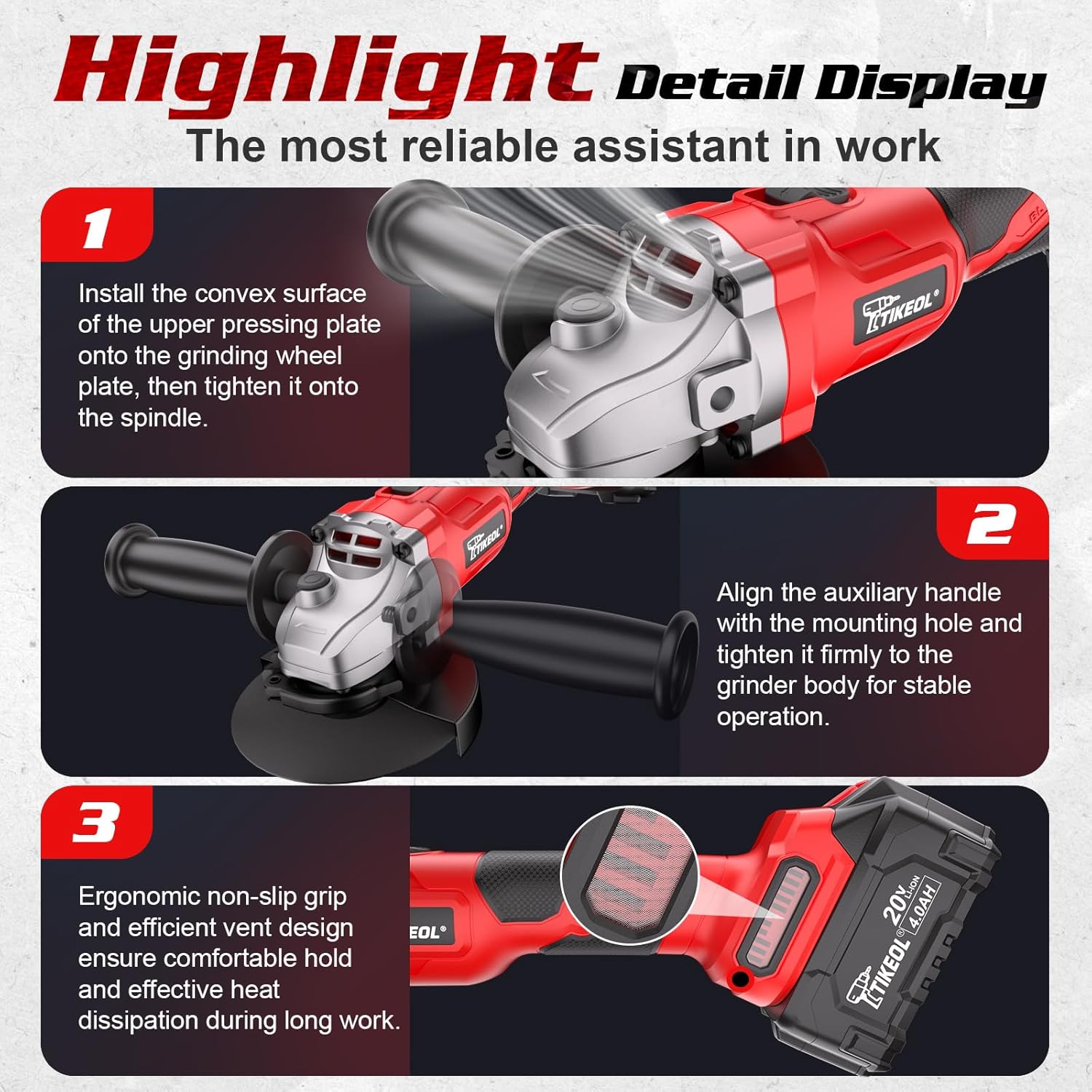Cordless Angle Grinder 4-1/2 Inch Brushless Motor, Compatible with Makita 18V Battery, 20V Angle Grinder Kit with 4.0Ah Battery & Charger, 8000RPM Electric Grinder for Cutting Grinding Polishing