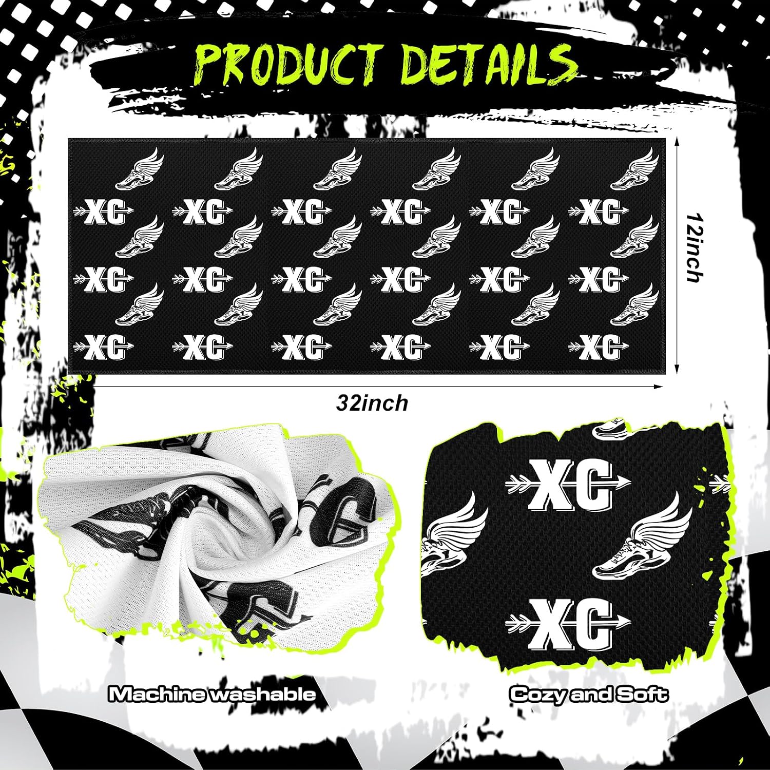 12 Pcs Cross Country Cooling Towels 32 x 12 Inch Cooling Runner Neck Wraps Towel Microfiber Soft Breathable Team Gift Bulk for Women Men Running Yoga Sport Gym Fitness