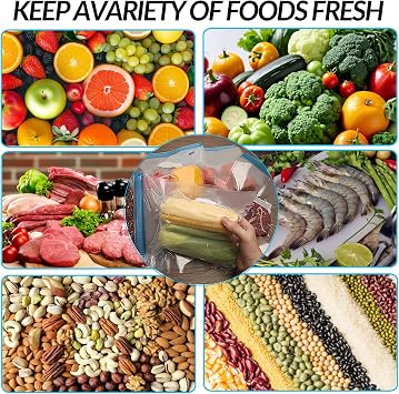 Sous Vide Bags 27Pcs, BPA Free Reusable, Double-Layered Food Storage (8.5 x 8.5 in) for Cooking, Food Storage, and Microwave Heating. Includes 20 Vacuum Zipper Bags, 2 Seal Clips, and 5 Air Valves.