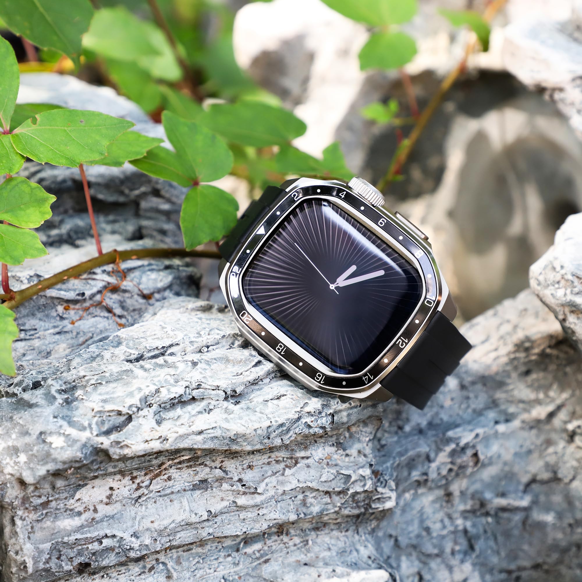 Armband mit Hüllen Kompatibel mit Apple Watch 46mm (Serie 11 10) Band,Robuste Stoßfeste Metall Hüllen Silikon Armband für Apple Watch 46mm (Serie 10 11) Damen Herren,Titan Schwarz
