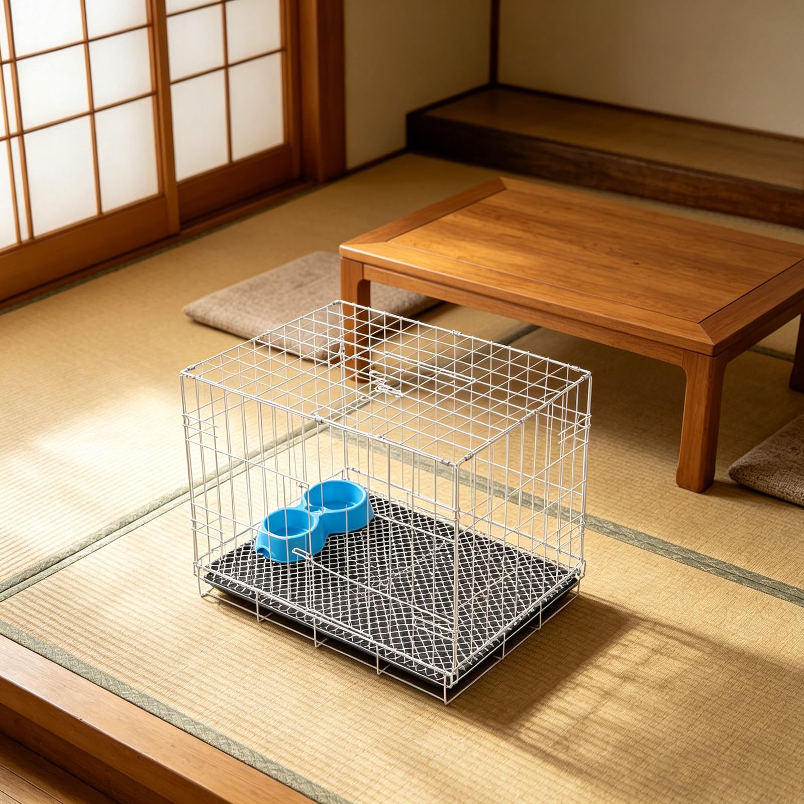 Cage pour Chien Petite Taille 50 x 40 x 35,5 cm - Cage à Une Porte avec Plateau Anti-fuites et gamelle - Pliable en Fil de Fer pour l'intérieur, l'extérieur et Les Voyages -