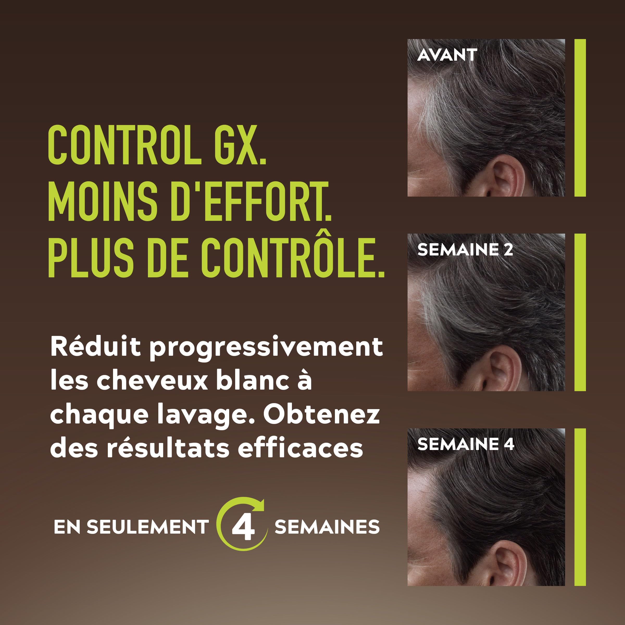 Just For Men Control GX Shampooing colorant homme pour cheveux, Réduit progressivement les cheveux gris Pour un Look Naturel et Discret, Disponible pour toutes les nuances 118 ml
