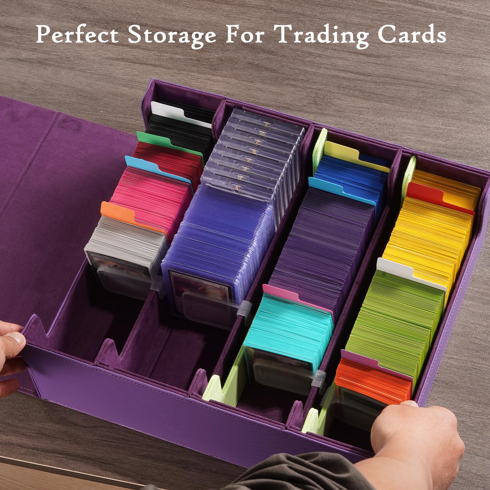 Boîte De Rangement Cartes Cuir PU – Capacité 1600+ Cartes MTG – Aimants Et Séparateurs Réglables