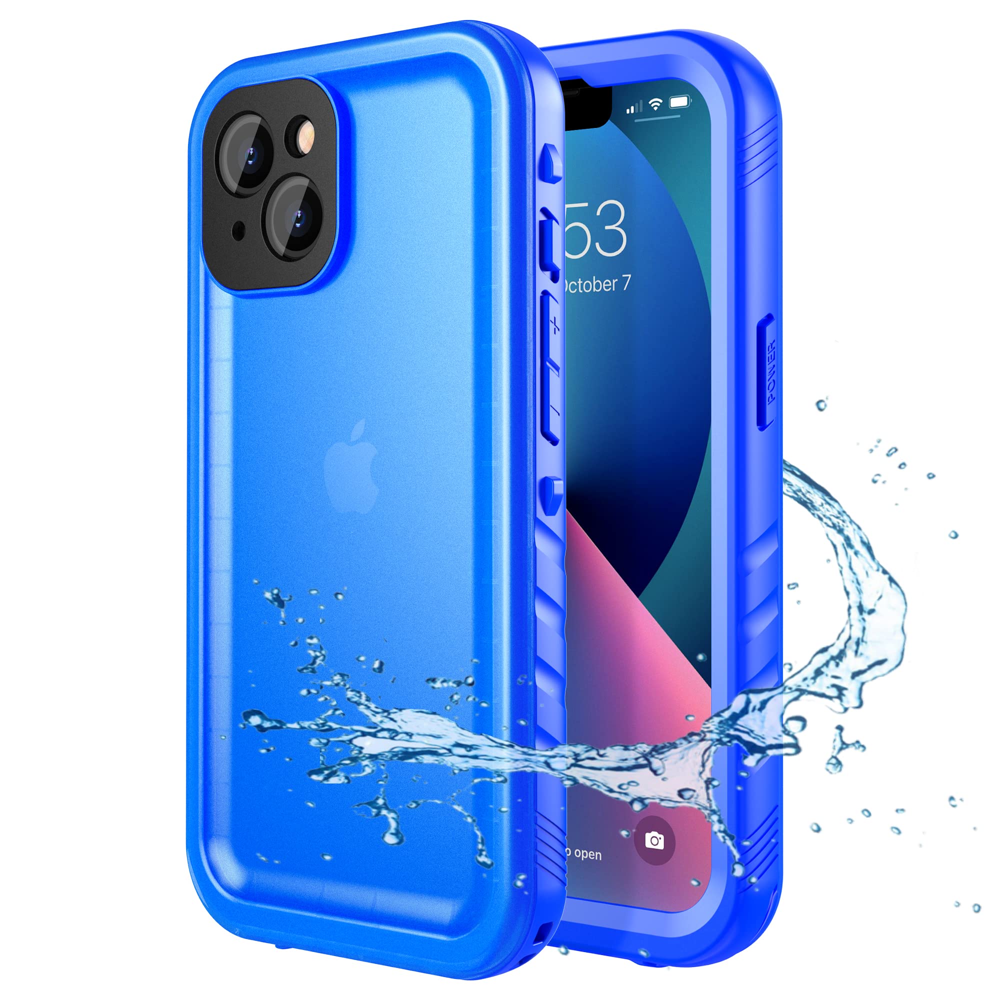 SPORTLINK Compatible with iPhone 13 Waterproof Case - Full Body Shockproof Dustproof Phone Screen Protector Rugged Waterproof Case for iPhone 13 6.1 Inches Blue