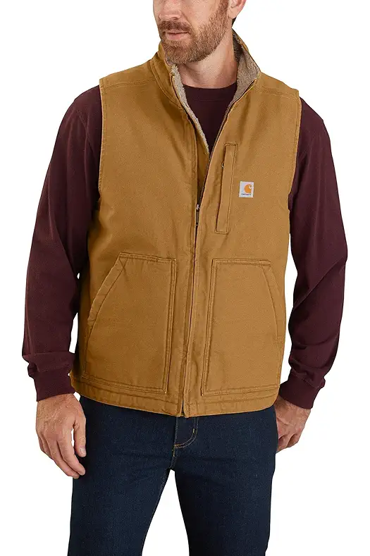 Carhartt Men's Loose Fit Washed Duck Sherpa-Lined Mock-Neck...