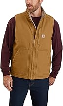 Carhartt Men's 104277 Washed Duck Mock Neck Vest - Sherpa Lined