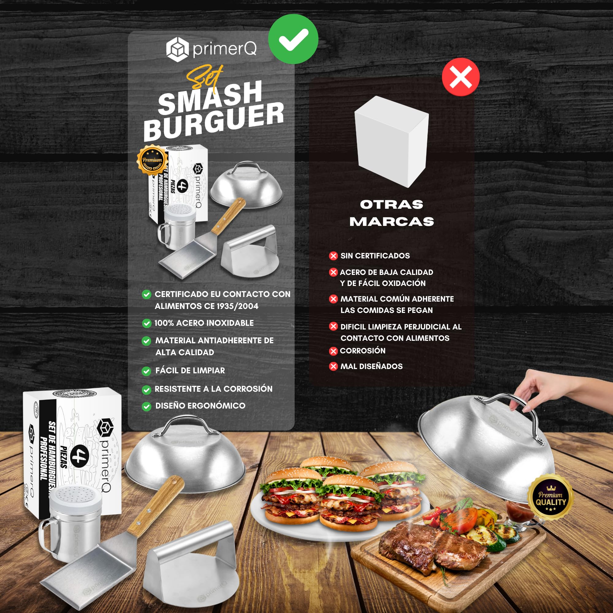 Smasher Burger Presses à Hamburger, Plastique Manuel En Acier Inoxydable Hamburger Quirility Smash Burger Kit