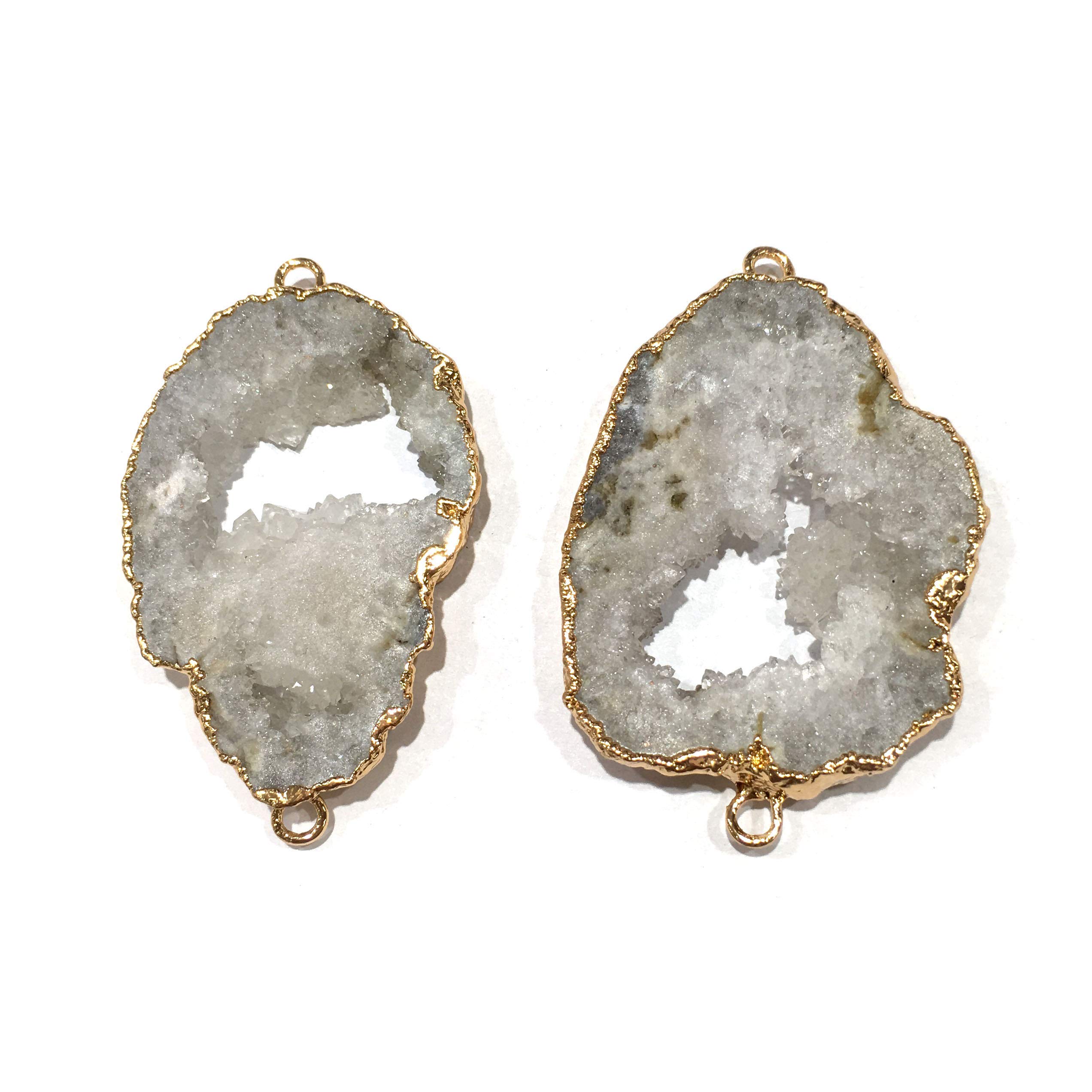 Natürliche Achat-Geoden-Kristalldrusen-Verbindungsstücke, Perlen-Verbindungen, Schmuckverbindungen, Charms, DIY für Halsketten oder Schmuckherstellung (5 Stück)