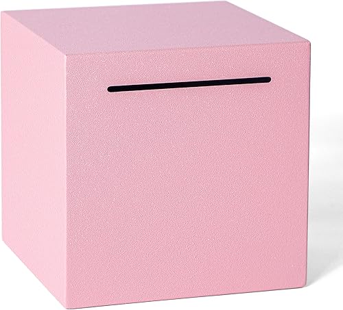 Alcancía para adultos, debe romperse para abrirse, alcancía irrompible de acero inoxidable, caja de ahorro de metal (rosa, 12 cm)