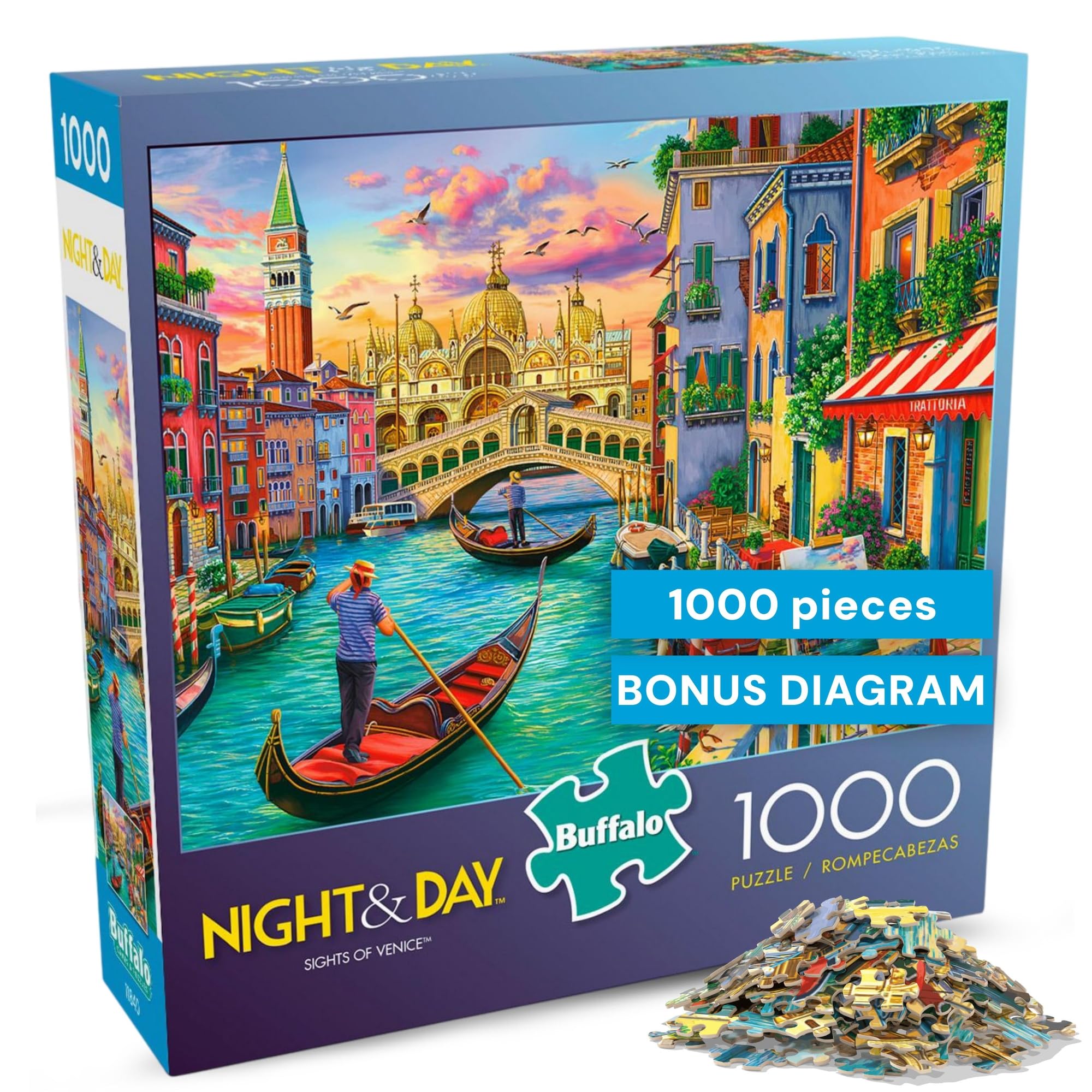 Buffalo Games - Sights of Venice - Image World - 1000 Piece Jigsaw Puzzle for Adults, Scenic Cityscape Puzzle, Challenging and Relaxing Puzzle Adventure, Finished Size 26.75 x 19.75, Made in The USA