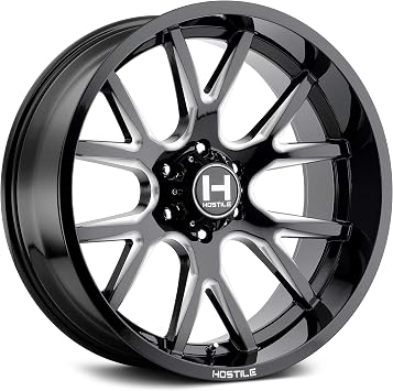 HOSTILE Rage Gloss Black Wheel with Milled Finish 22 x 10. inches /8 x 165 mm,25 mm Offset