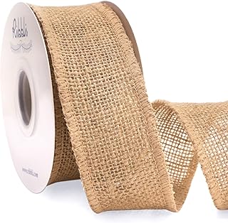 Ribbli Jute Burlap Ribbon 2 Inch x 10 Yard,Natural Solid Ribbon for Craf...
