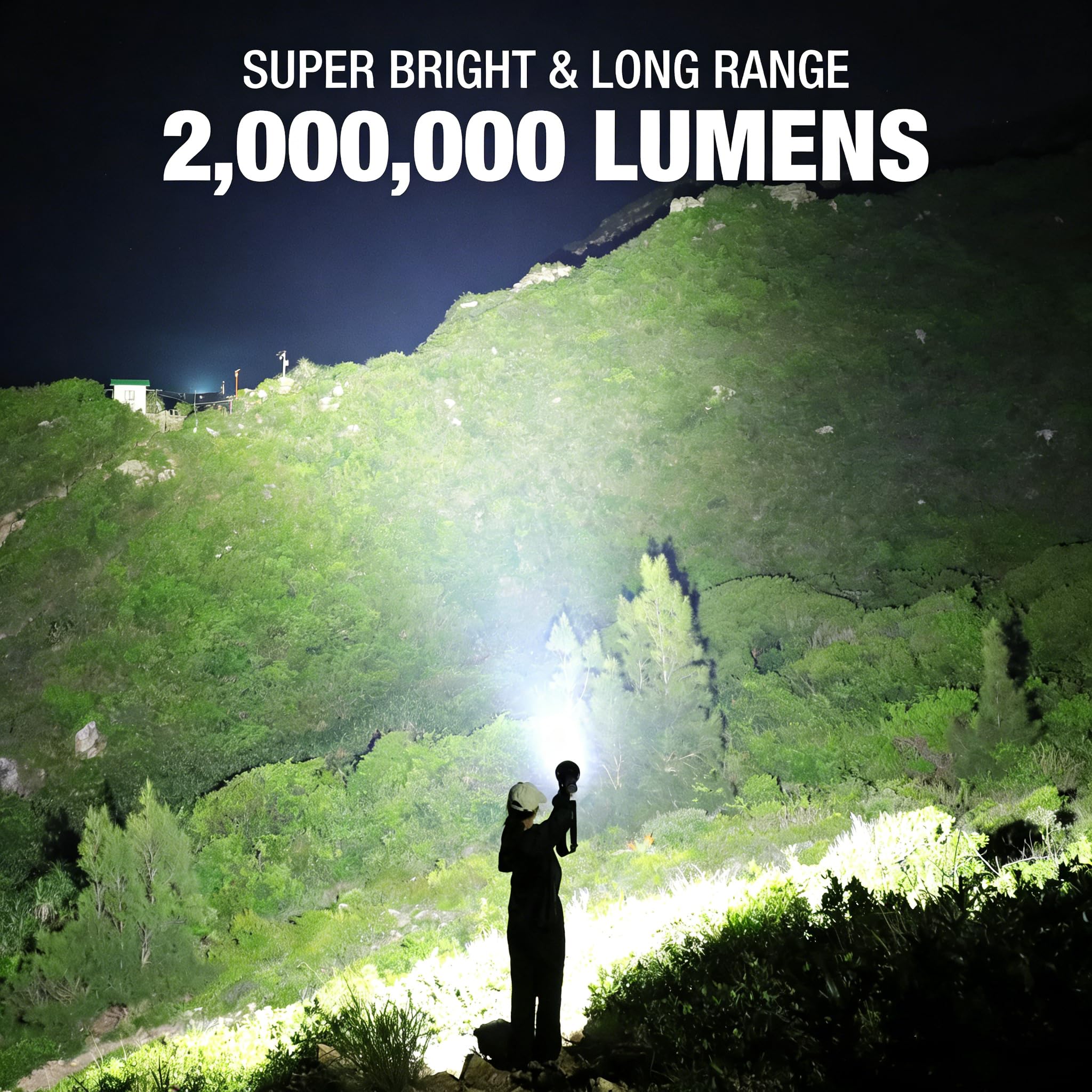 Faretto ricaricabile, 99000 lumen, super luminoso, torcia LED portatile con lenti a 3 colori e supporto pieghevole, 10000 Ah di lunga durata, impermeabile, per nautica all'aperto