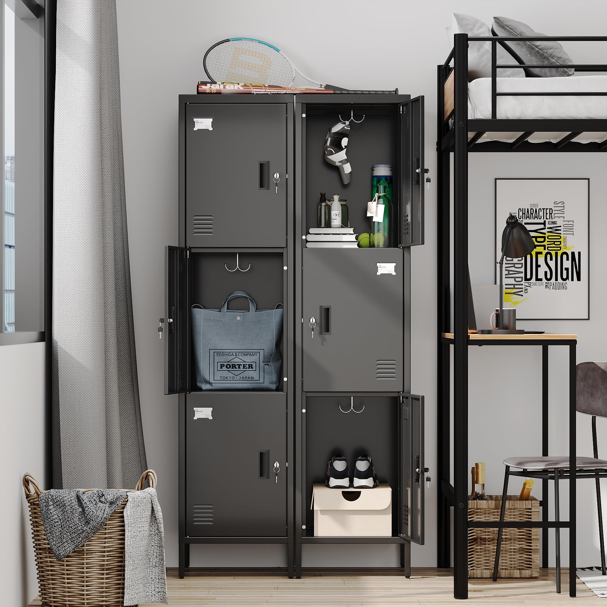 Armoire en métal 3 portes avec porte-cartes de visite 168 x 40 x 40 cm