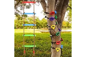TOPNEW Kids Tree Climbing Kit with 6.6FT Rope Ladder