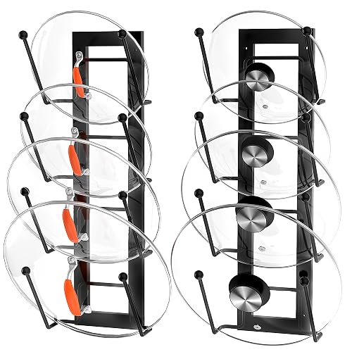 Cisily 8 Layers of Adjustable Pot Lid Organizer Rack, 2-Pack, Black