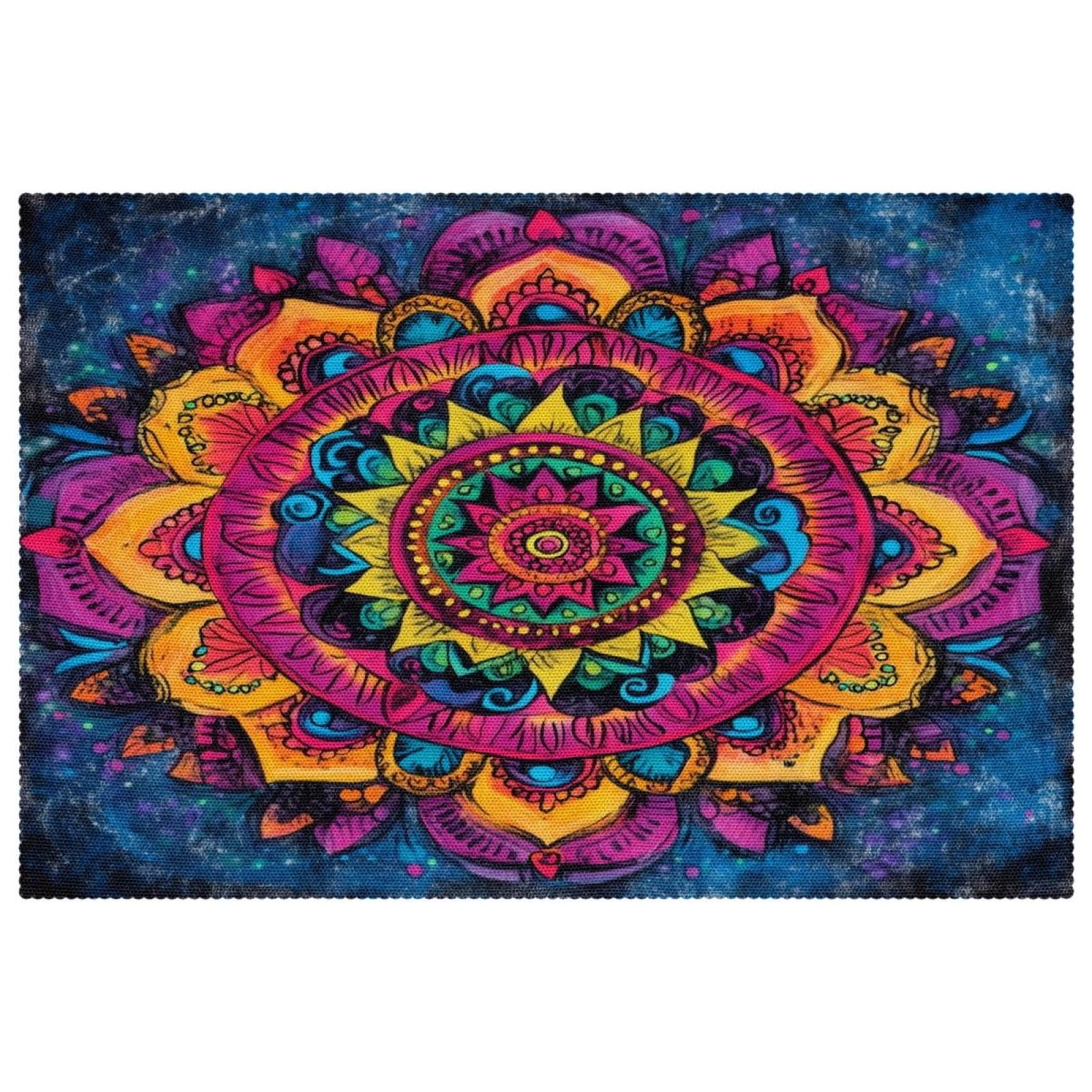 Set de table mandala floral antidérapant lot de 6 résistant chaleur style hippie
