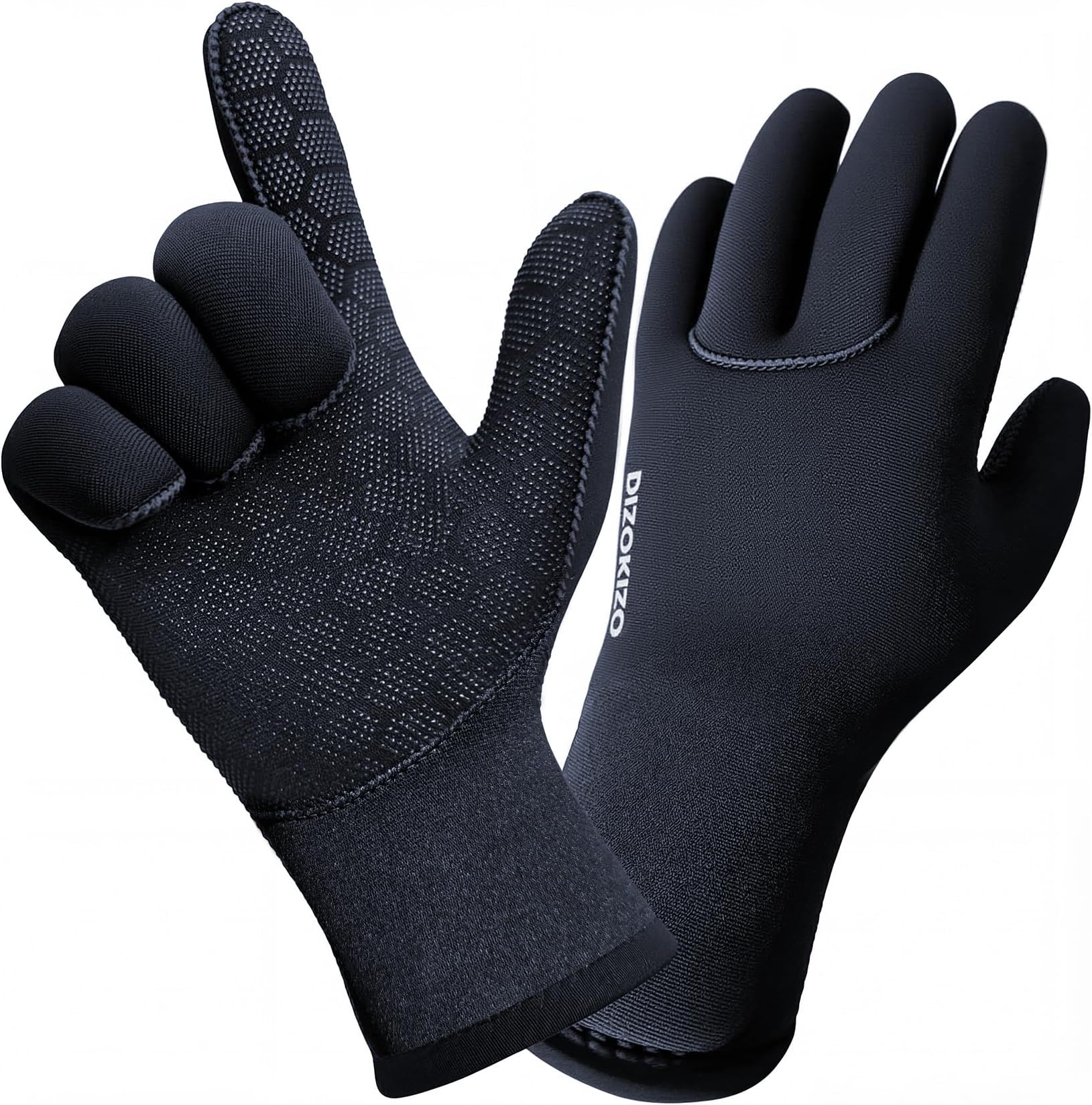 3mm Neoprene Gloves for Men Women, Five Finger Waterproof Diving Gloves Thermal Anti-Slip Wetsuit Gloves for Kayaking Snorkeling Surfing and Other Water Sports