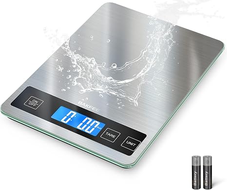 Digital Kitchen Scale with Stainless Steel & Tempered Glass