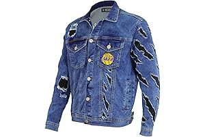 Lakers Vintage Distressed Animal Claw Marks Ice Denim Jacket