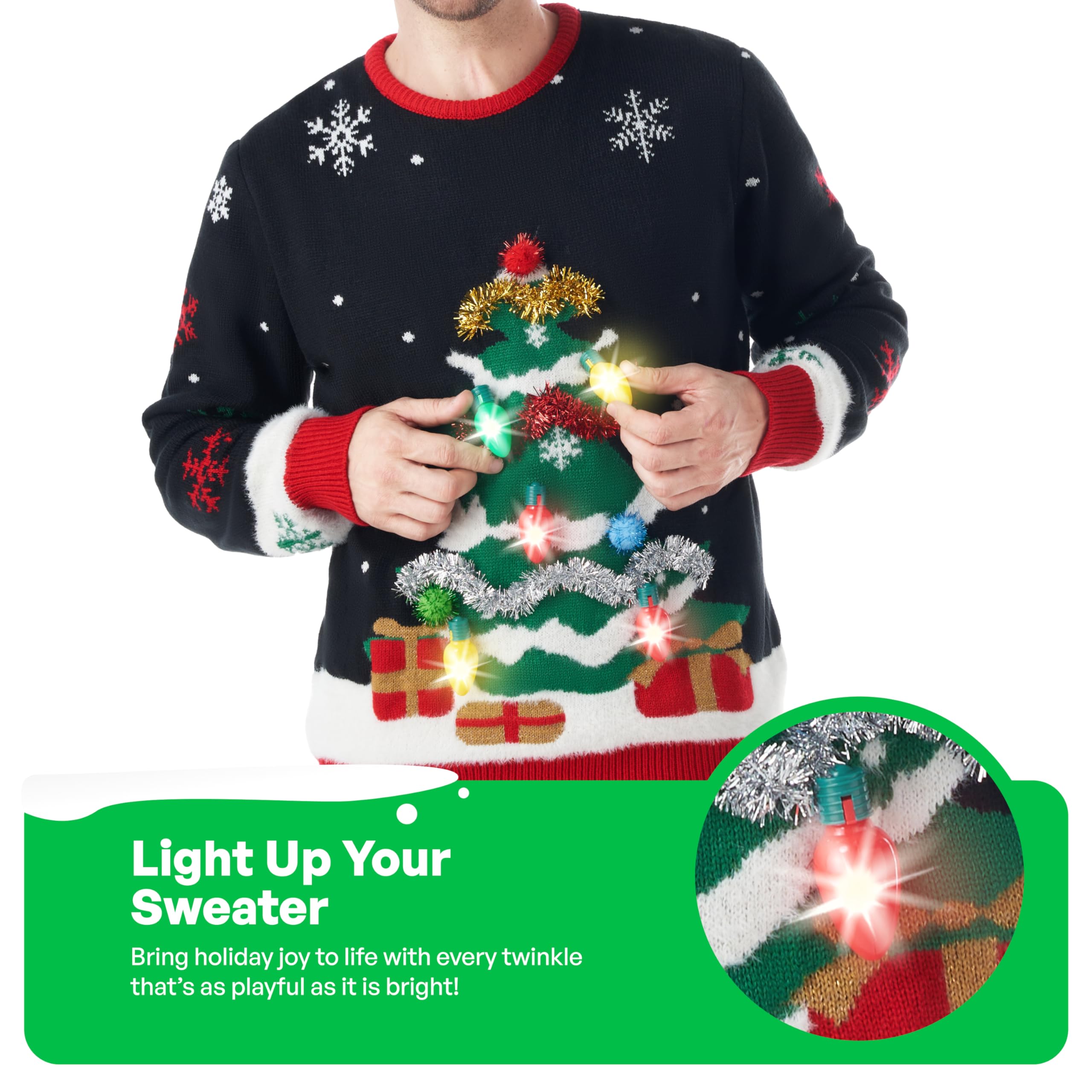 Giggling Getup - Maglione di Natale brutto abbinato per la famiglia, maglione di Natale con luce per donne, uomini, ragazzi e ragazze