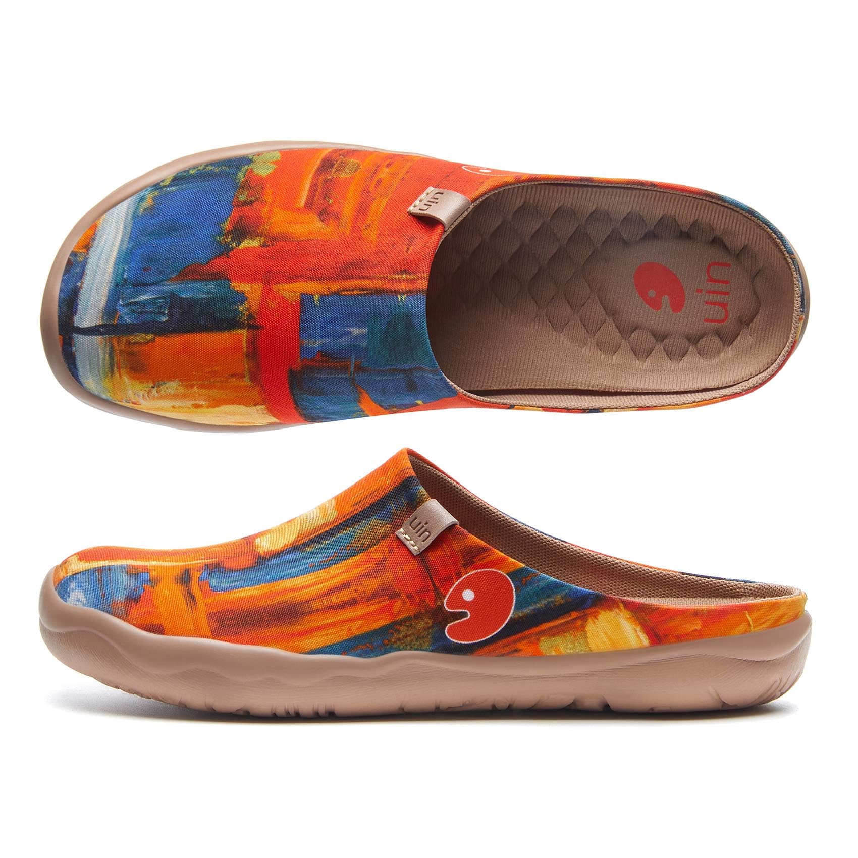 UIN Slipper Woman Travel Art Painted Shoes Wide Toe Casual Home Slip On Mules Malaga