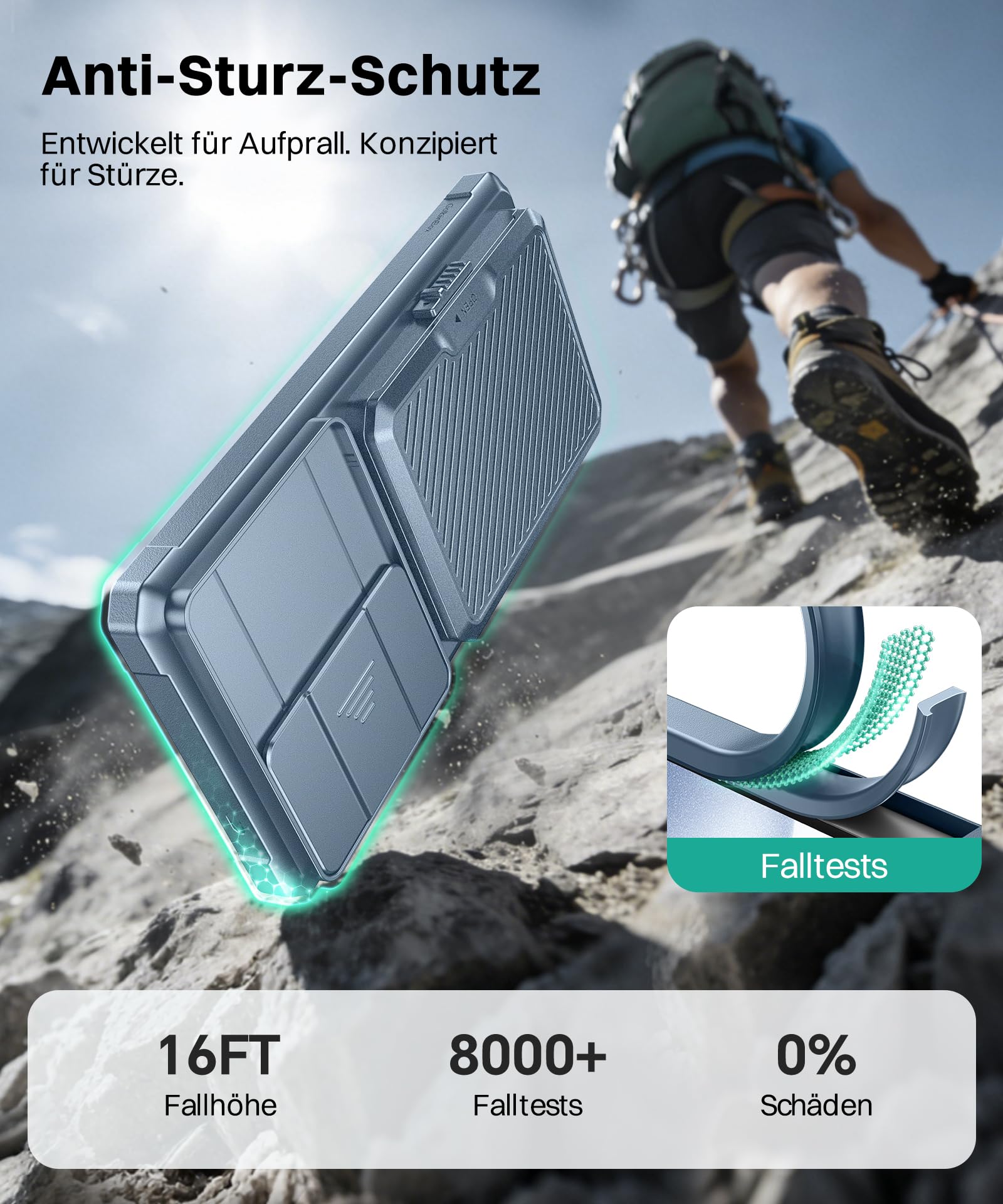 für Samsung Galaxy S26 Ultra Hülle mit Kartenhalter & Kameraabdeckung, integriertem Sicherheitsschloss und RFID-Schutz,[fasst 4–5 Karten oder Bargeld]Galaxy S26 Ultra Wallet-Hülle 6,9'', Libellen-Blau